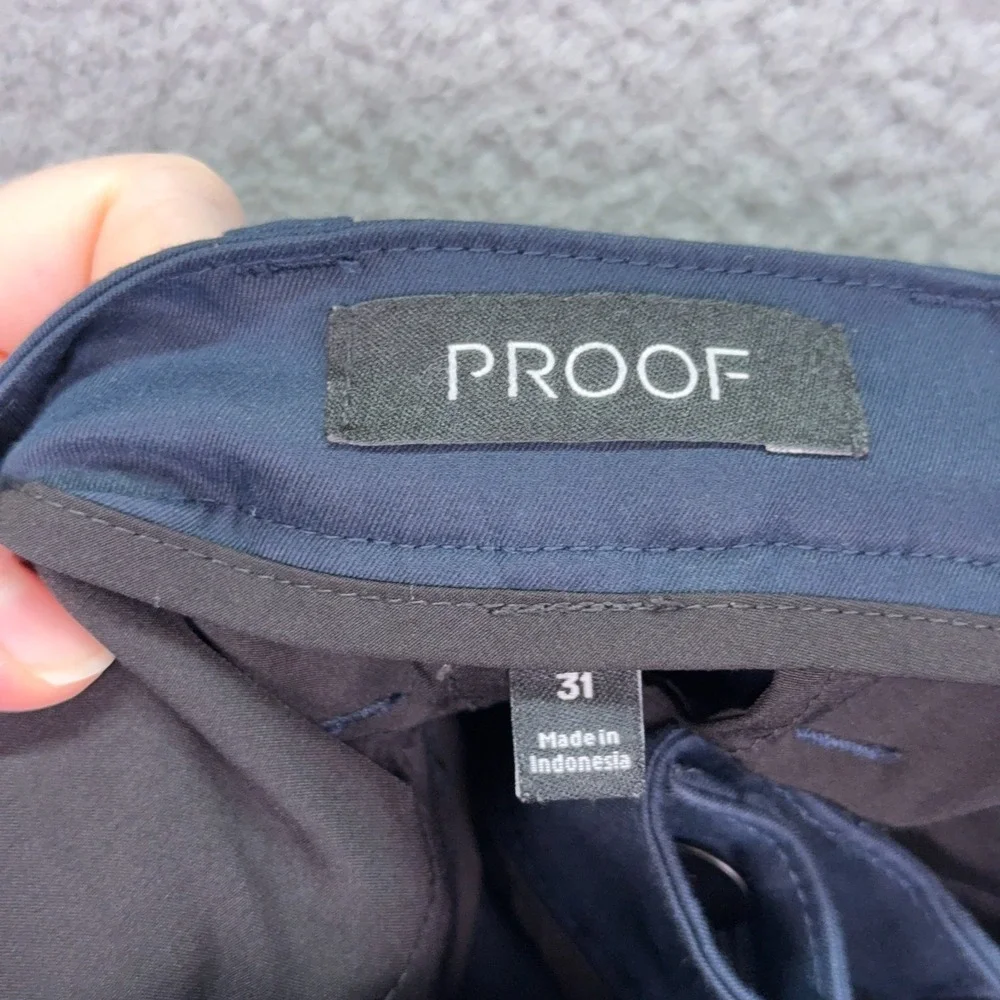 Proof Pants Mens 31 Navy Blue Performance Slim Chino Golf Office Business Work